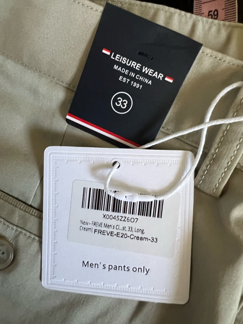 FREVE Men's Khaki Chino Pants - Classic Fit - Picture 8 of 9